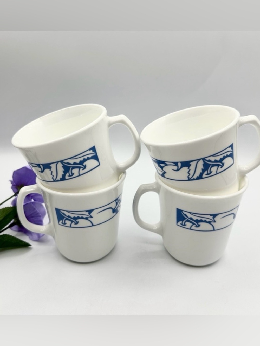 4 Corning / Corelle Harvest Time Coffee Cups. 1979 era